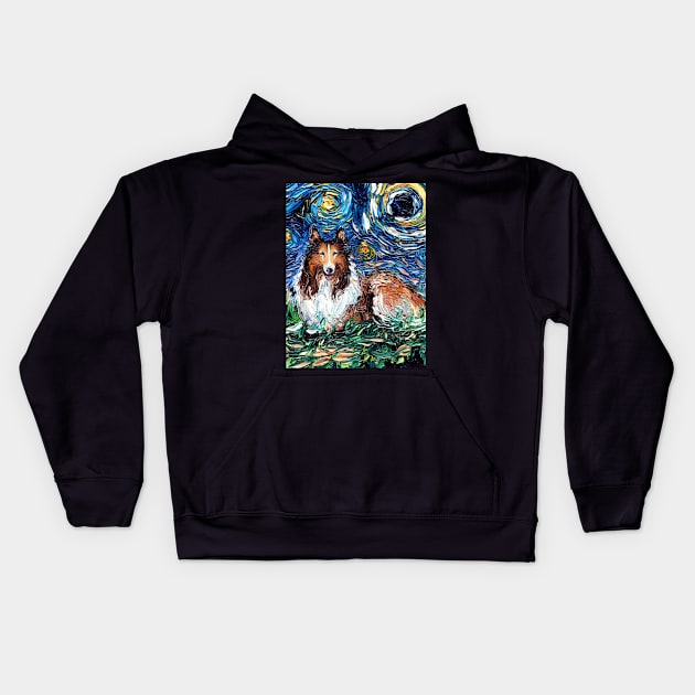 Collie Night Kids Hoodie by sagittariusgallery